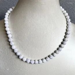 Ketten Einfache Mode Matte Perle Schwarze Linie Weiße Türkise Halskette Für Männer Klassische Handgemachte Natürliche Strang Halsband Minimalistischen Schmuck