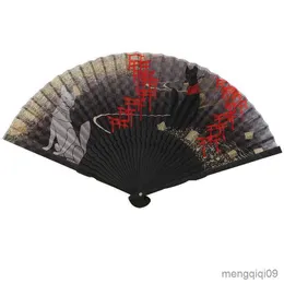 Produkte im chinesischen Stil Vintage Style Folding Fan Chinese Japanisches Muster Kunsthandwerk Geschenk Home Dekoration Ornamente Sommer tragbarer Tanzhand Fan R230810