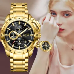 Autres Montres LIGE Montre Pour Femmes Mode Dames Creative Acier Femmes Bracelet Femme Étanche Horloge Relogio FemininoBOX 230809