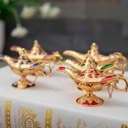 Decorative Objects Figurines Zinc Alloy Drip Color Aladdin Magic Lamp Creative Retro Home Crafts Metal Ornaments Birthday Gifts Decor 230810