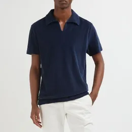 Дизайнерские мужчины Polo T Roomts Summer Loro Piana New Style Одежда для рубашки Polos футболка с коротким рукавом темно -синяя