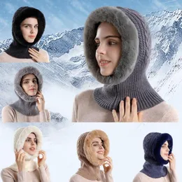 Bandanas Ear Protection Balaclava Hat Soft Cold-proof Windproof Plush Thick Integrated Scarf Collar Ski