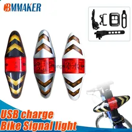 Cykelbelysningar USB -cykelinladdningsbar smart cykel Turning Signalcykling TAILLTIGHT INTELLIGT BAKELJUTSKONTROLL LED VARNING LAMP HKD230810