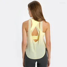 Aktywne koszule Zenyoga 2In1 Back Open Lightweight Yoga Sport Tank Tops Women Raceback Trening Fitness Kamizelka do biegania z wbudowanym stanikiem