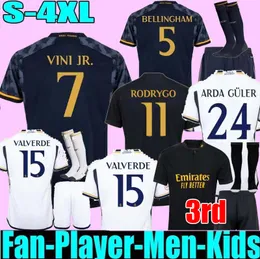 Men's T-shirts xxxl 4xl Mbappe Home Soccer 23 24 Fans Player Shirt Vini Jr Tchouameni Modric Valverde 2023 2024 Men Kids Real Madrids Kroos Bellingham Third Uniform