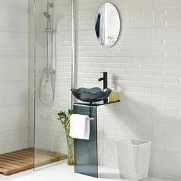 حوض الحمام صنبور شرفة عمود غسل حوض زجاجي صغير مرحاض Washbasin