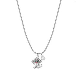 Chains Real 925 Silver Ghost Necklace Female Niche Chaosa Sweet Cool S925 Sterling Zircon Pendant Collars Trend Personality Acce