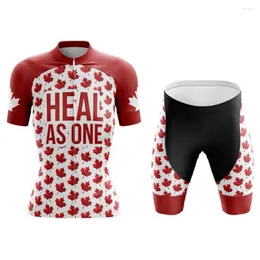 Racing Sets Women's 2023 Canada Cycling Jersey Set Bib Shorts Suit Bicycle Wear MTB Downhill Road Bike Kits Clothes