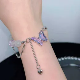 Charm Bracelets Purple Crystal Butterfly Bracelet For Women Love Heart Tassel Opal Bracelet High Quality Accessories Jewelry Gift For Friend