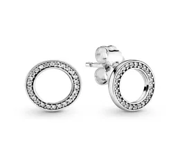 925 Sterling Silver Forever Sparkling Circle Stud Earrings Women Luxury Fashion Designer Clear Cubic Zirconia Earrings with Charme3217461