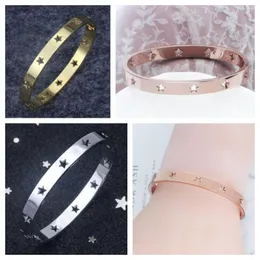 Bangle Female Hollow Five-Pointed Star Gril Lucky Hand Ring Simple Delicate Luxury Bracelet Women Party Jewelry