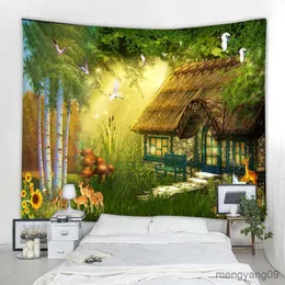 Tapestries Fairy Tale Tapestry Simsant Forest Fairy Tale Tapestry Psychedelic Forest Natural Landscape Art Wall Mounted Tapestry R230811