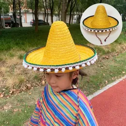 Breda brimhattar mode mexikaner hatt sombrero party halloween kostym halm dagis scenföreställningar rekvisita för barn