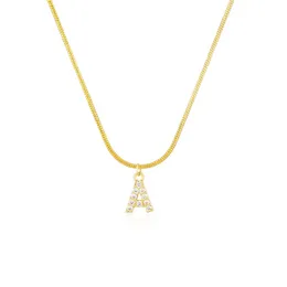 Fashion A-Z Initial Necklace Alphabet Letter Pendant Gold Plated Stainless Steel Snake Chain Collar Necklaces Female Choker Jewelry
