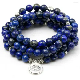 Strand High Quality Lapis Lazuli Bracelet Natural Stone Beads Men Women Bangles Handmade Yoga Energy Jewelry(Do Not Fade) Father's Gift