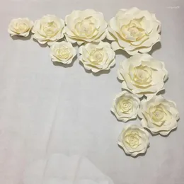 Dekoratif Çiçekler 10 PCS SET Dev El Yapımı Karton Kağıt Vitrini Düğün Zincirleri Props Flores Flores Aricifiais Para Decora O Mix Styles