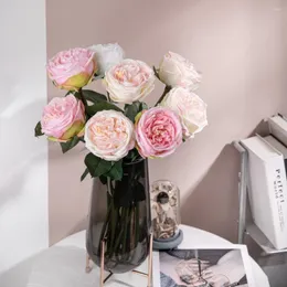 장식용 꽃 3pcs Austin Real Touch 보습 장미 시뮬레이션 꽃 야외 웨딩 홈 장식 가짜 플레어 브랜치 페스티벌