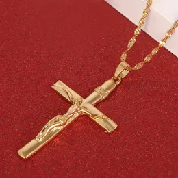 Charms Duży rozmiar Naszyjka INRI Crucifix Jezus Piece Pendant Men Chain Catholic Jewelry Difts 230811