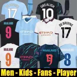 Haaland Soccer Jersey 23 24 De Bruyne Mans Cities Grealish Mahrez Foden 2023 2024 Men Football Shirts Uniforms Kids Kits Alvarez Fans Play Final Rodrigo