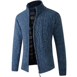 Męskie swetry swetry jesienne zimowe ciepłe kaszmirowe wełna zamek standup obroź