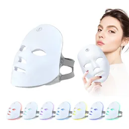 Yüz masajı usb şarjı 7 led led maske pon terapisi cilt gençleştirme anti akne kırışması cilt bakım maskesi cilt parlatıcı 230810