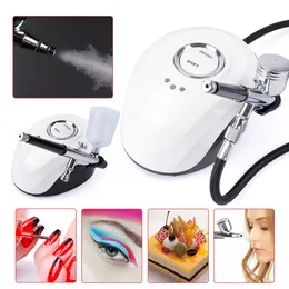 Andra hälsoskönhetsartiklar Pro Airbrush Makeup Kits Air Compressor Spray Gun Set för tillfällig tatuering Face Body Paint Nail Art Cake Målningsverktyg 230811