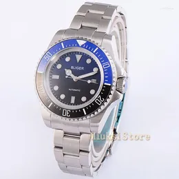 Armbandsur 43 mm safir kristall häll skurr inoxydable peignet analogique montres hommes markera horloge vattentät blå man titta