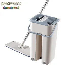 Mops Magic Spray Cleaning Hand Spin Microfiber Mop with Bucket Clean Free Flat Squeeze Home Kitchen Floor Konco 230810