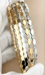 18K Gold مطلي 925 Sterling Silver Honeycomb Bangle Designers Bracelets High Classic Bracelet for Ladies Birthday4375543