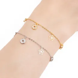 Link Bracelets Fashion Bracelet HADIYANA Permanent Beauty Bangle Luxury Designer Flowers For Women SL3951 Sister Gifts