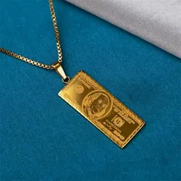 Pendant Necklaces Trendy Rectangle One Million Dollar Pattern Necklace Men's Sliding Accessories Jewelry Party