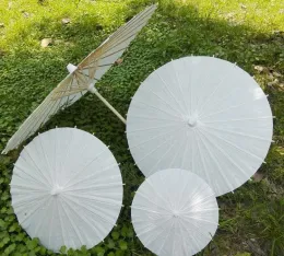 40 60cm Diameter China Japan Paper Umbrella Traditional Parasol Bamboo Frame Wooden Handle Wedding Parasols White Artificial UmbrellasZZ