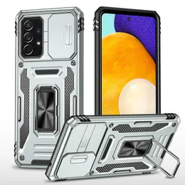 Telefonfodral för Samsung Galaxy S23 Fe S23 S22 S21 Plus Ultra S20 FE S10 S Series Car Mount Ring Holder Kickstand Slide Camera Lens Protectproof Back Cover omslag