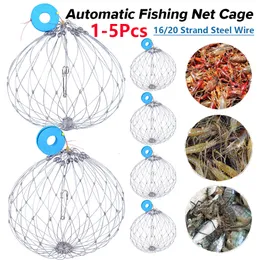 Fishing Accessories 15pcs Crab Trap Net Automatic Open Closing Wire Fish Cage Collapsible for Saltwater Seawater 230811