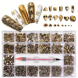 8400 pezzi Kit Rhinestone Nail Art - Crystal Ab pietre per unghie Ab, Penna in cera, forniture per imbarcazioni per la scatola - Perfetto per le artigianato delle nail art!