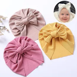 Berets Beanie With Bow Cotton Soft Bowknot Bonnet For Baby Girls Turban Hat Warm Hats Skullies Cute Headdress