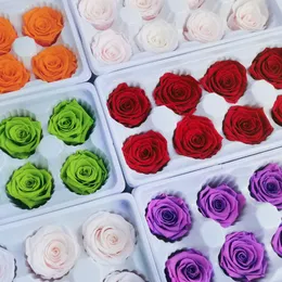 6pcs/box 8pcs/box Wholesale High A Quality Beautiful Flower Heads Preserved Real Rose Head Eternal Roses Everlasting Flower Head 4-5cm 5-6cm For Home Decor