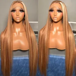 180%плотность Прямой HD Прозрачный Highlight Wigs человеческие волосы 13x4 13x6 кружевные парики 30 -дюймовые цветные омбр -кружевные парики для женщин для женщин