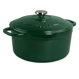 Soup Stock Pots Cast Iron 6.5 Quart Enameled Dutch Oven Emerald Green 230810