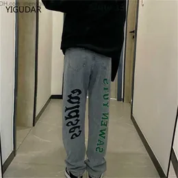 Herren Jeans Sommer-Herrenjeans Version LOSSAUSSTÜTZUNG DER LOSSEN ERKAUFEN CASISSCHLAGE WEHNE BEIDE JEANS FÜHLEN SIE FÜR DEN HIP-HOP Japanische koreanische Straße Kleidung Retro-Hose Z230814