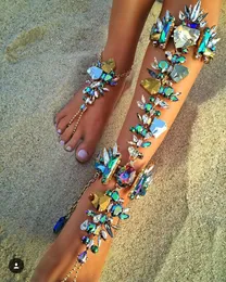 Ankiety Dvacaman Trendy kostki Bransoletka Wedding Sandały Bosy Sandały plażowe biżuteria Seksowna łańcuch nóg żeńska boho kryształowa kostka 230810