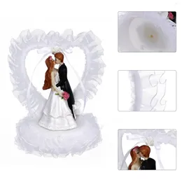 Decorative Flowers Bride Groom Ornaments Couple Cake Decor Adornment Rustic