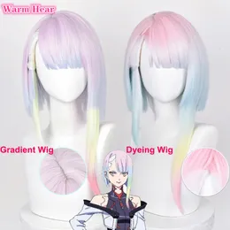 Cosplay Wigs 45 см Люси косплей парик аниме киберпанк Edgerunners Cosplay Lucyna Kushinada многоцветный градиент -градиент, устойчивый