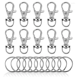 Keychains 50pcs Rhodium Lobster Clasp Clips Key Swivel Hook Keychain With Split Ring Findings Clasps DIY Making Wholesale