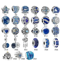 S925 Sterling Silver Ocean Heart Blue Series Star Moon Dream Catcher Bracelet Pandora Bracelet DIY Accessories Beads Free Shipping