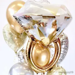 Decoration Mr Mrs LOVE Balloon Rose Gold Diamond Ring Foil Balloons Decorations Wedding Valentine Day Bridal Shower Toys Globos R230811