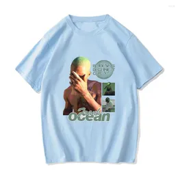 Męskie koszule frank O-Ocean Blond For Men T-shirt Zabawny zażenowanie wzór odzieży modny krótko-rękawowy luźny czysty bawełniany na wpół nadrukowany