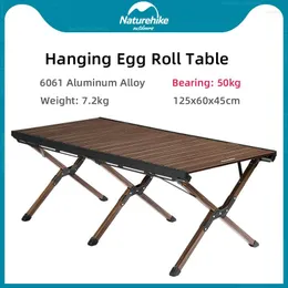 캠프 가구 자연 하이킹 계란 롤 테이블 휴대용 접이식 캠핑 넓어진 알루미늄 초대형 접이식 실외 피크닉 장비