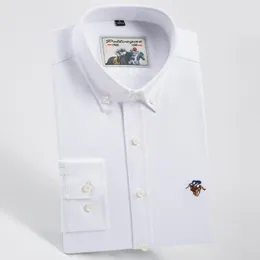メンズカジュアルシャツ長袖オックスフォードシャツコットンファッショングリッドストライプ男性贅沢なボタンダウン白いソフトコング