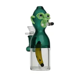 Monkey Head Hookahs Cam Bong Recycler Sigara Suyu Boru Dab Teçhizat 16cm Yükseklik 14mm eklem